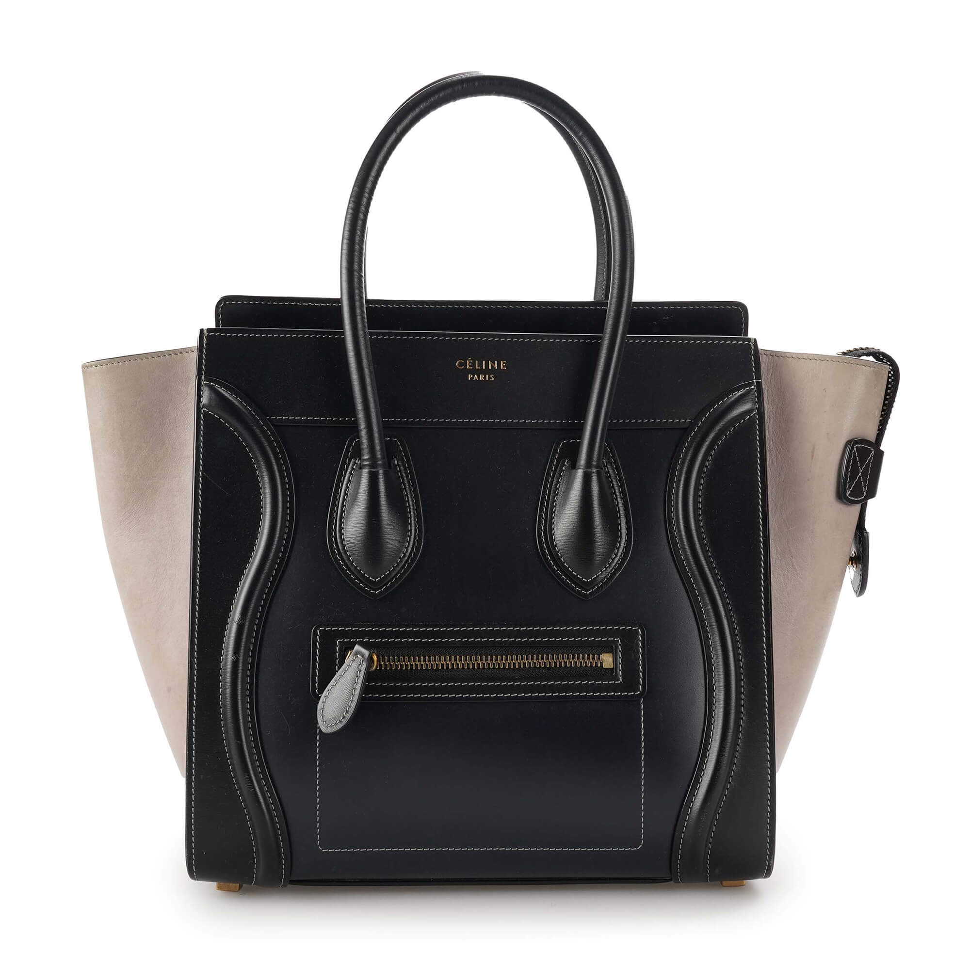 Celine - Black / Navy / Etoupe Leather Small Luggage Bag 
